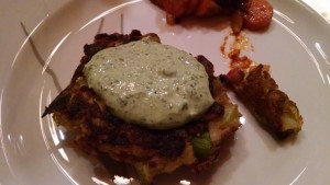 leek fritter with herbed sauce