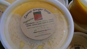 Veg Carrot ginger soup with label