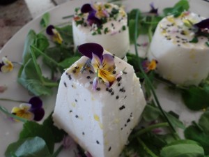 chevre cheese with flowers