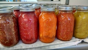 heirloom tomatoes in a jar