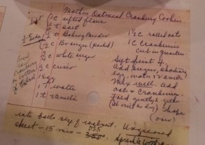 oatmeal cranberry cookie recipe in connies handwriting