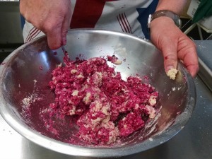 beet biscuit mixing dough 2