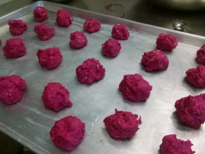 beet biscuits on tray