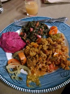 jambalaya with beet biscuit farm dinner