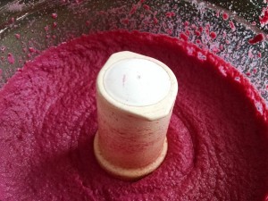 pureeing beet hummus smooth