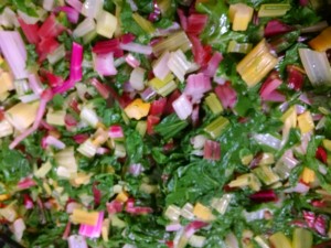 blanched colorful chard greens