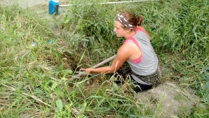 Kat digging out culvert