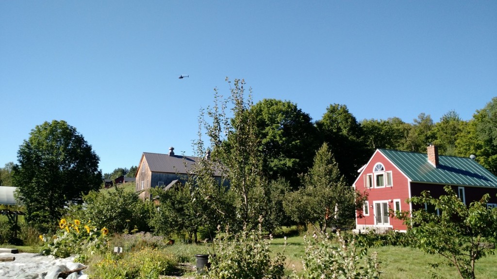 mark helicopter over farm