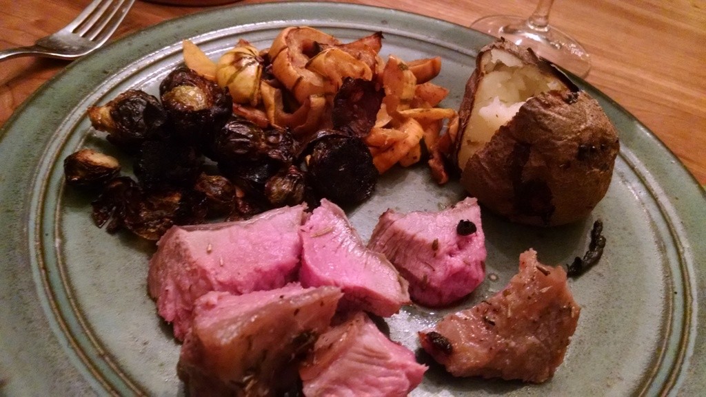 goat loin roast dinner