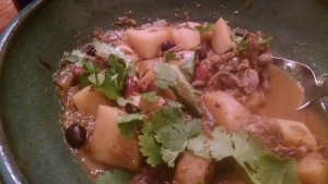 mexican goat stew with fresh cilantro