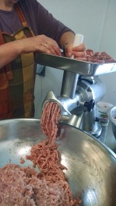 donna grinding sausage staff
