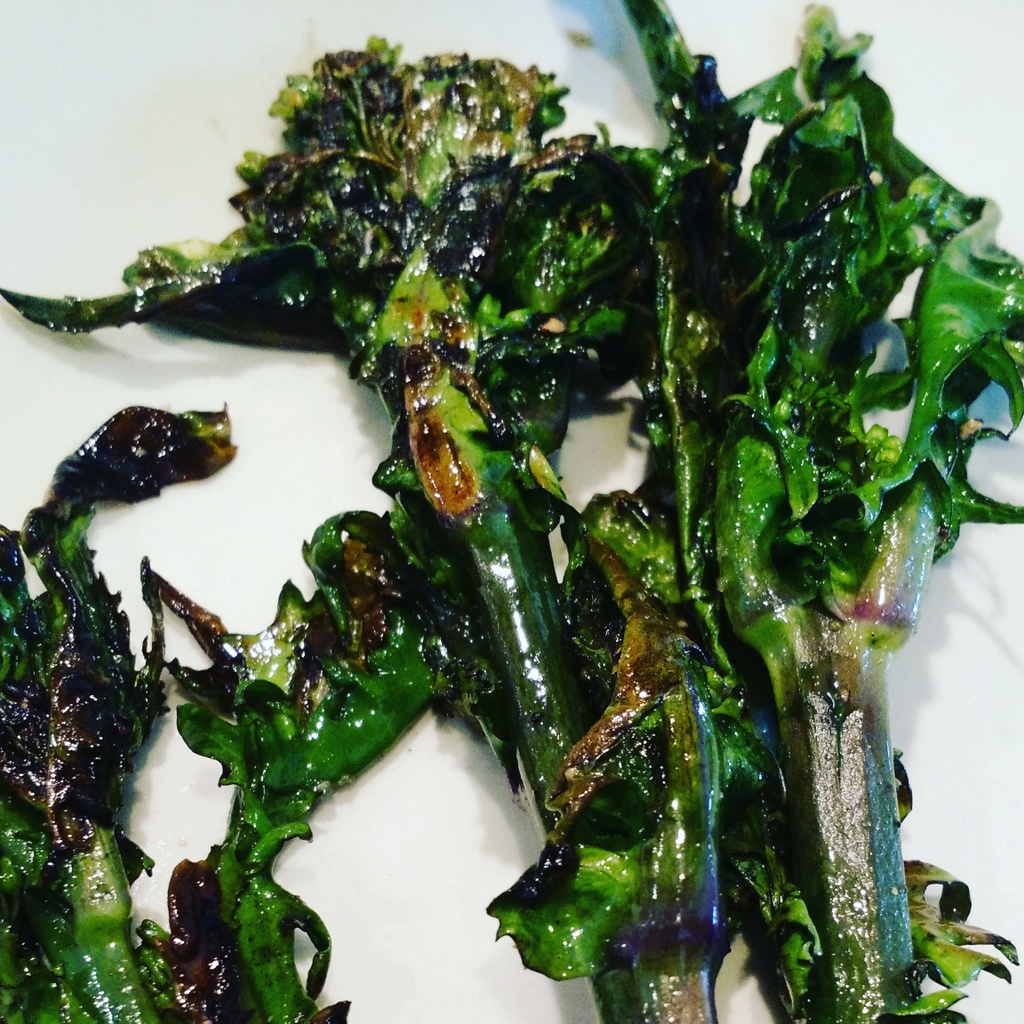 kale asparagus sauteed on plate
